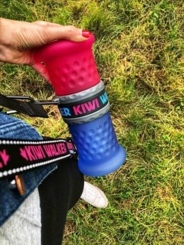 Kiwi Walker 2in1 butelka podróżna na wodę i karmę różowo-niebieska
