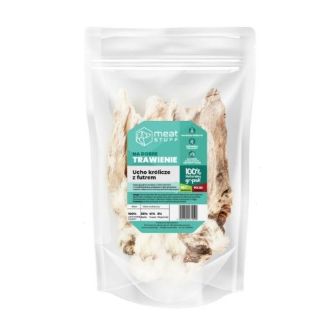 MEATSTUFF Ucho Królika z futrem gryzak naturalny dla psa 500g MEATSTUFF Ucho Królika z futrem gryzak naturalny dla psa 500g