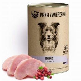 PAKA ZWIERZAKA Naturalna Karma mokra dla psów - Indyk i żurawina 400g