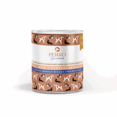PERRO Karma mokra dla psa Dzik z pasternakiem - monobiałkowa formuła dla psów dorosłych 850g PERRO Karma mokra dla psa Dzik z pasternakiem - monobiałkowa formuła dla psów dorosłych 850g