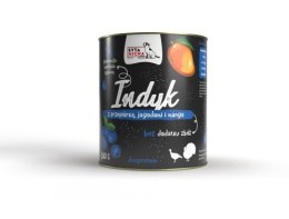 SYTA MICHA Karma mokra dla psa Indyk z przepiórką, jagodami i mango 800g