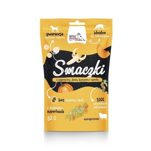 Smaczki dla psa z jagnięciną, dynią, bananem i morelą 80g SYTA MICHA Smaczki dla psa z jagnięciną, dynią, bananem i morelą 80g SYTA MICHA