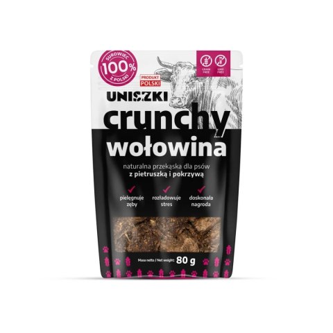 UNISZKI Crunchy wołowina - Pietruszka Pokrzywa przysmak dla psa 80g