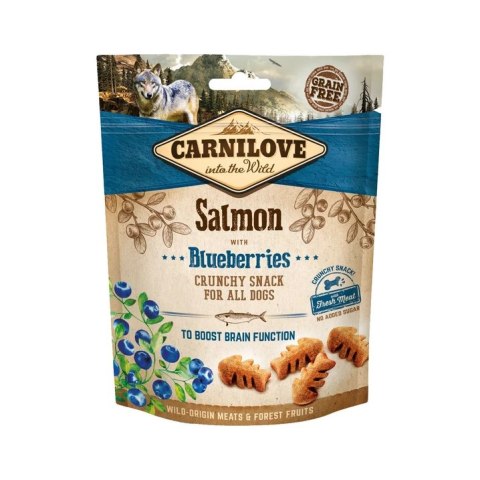 CARNILOVE Crunchy Snack - chrupiące przysmaki dla psa z łososiem i jagodami 200 g *zawiera tłuszcz z kurczaka CARNILOVE Crunchy Snack - chrupiące przysmaki dla psa z łososiem i jagodami 200 g *zawiera tłuszcz z kurczaka