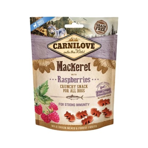 CARNILOVE Crunchy Snack - chrupiące przysmaki dla psa z makrelą i malinami 200 g *zawiera tłuszcz z kurczaka CARNILOVE Crunchy Snack - chrupiące przysmaki dla psa z makrelą i malinami 200 g *zawiera tłuszcz z kurczaka