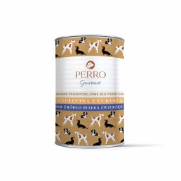 PERRO Karma mokra dla psa Cielęcina z cukinią - monobiałkowa formuła dla psów dorosłych 400g