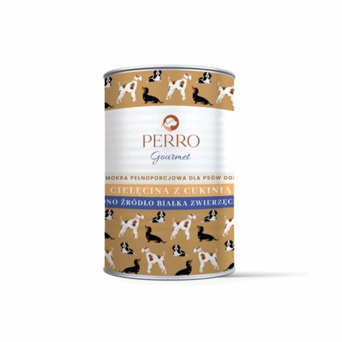 PERRO Karma mokra dla psa Cielęcina z cukinią - monobiałkowa formuła dla psów dorosłych 400g