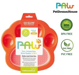 Pet Dream House Paw 2-in-1- Mała miska spowalniająca+ nakładka do lizania pomarańczowa