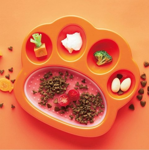 Pet Dream House Paw 2-in-1- Mała miska spowalniająca+ nakładka do lizania pomarańczowa Pet Dream House Paw 2-in-1- Mała miska spowalniająca+ nakładka do lizania pomarańczowa