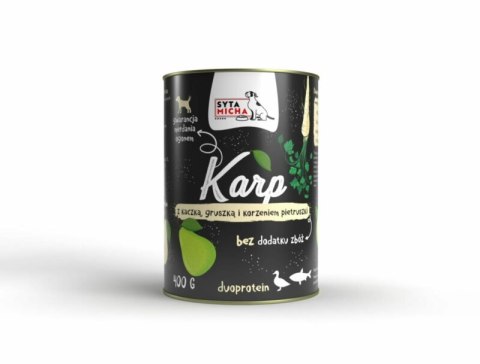SYTA MICHA Karma mokra dla psa Karp z kaczką, gruszką i korzeniem pietruszki 400g