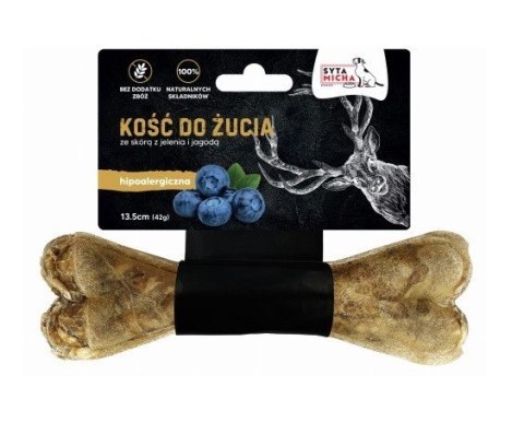 SYTA MICHA Kość do żucia dla psa hipoalergiczna jeleń z jagodami 13,5cm SYTA MICHA Kość do żucia dla psa hipoalergiczna jeleń z jagodami 13,5cm
