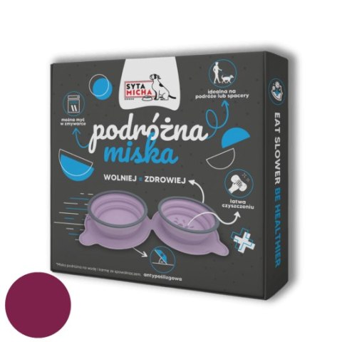 SYTA MICHA Miska składana podróżna dla psa 500ml - bordowa