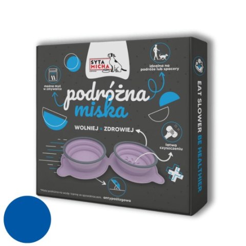 SYTA MICHA Miska składana podróżna dla psa 500ml - niebieska