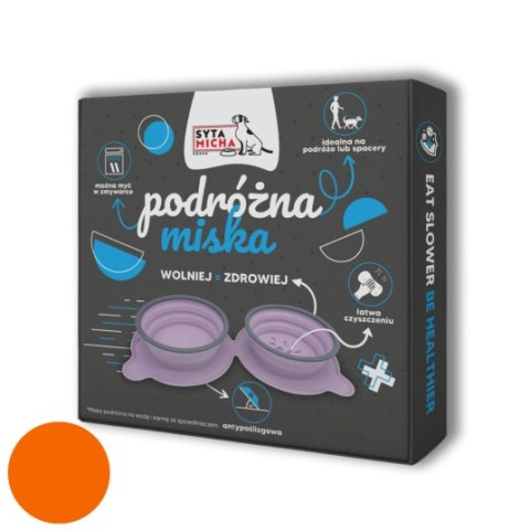 SYTA MICHA Miska składana podróżna dla psa 500ml - pomarańczowa