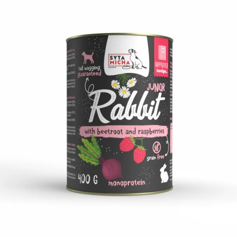 SYTA MICHA karma mokra dla szczeniąt Królik z burakiem i malinami JUNIOR 400g
