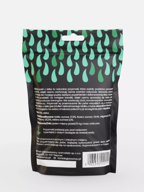 WOW! HAU - Mięsne paski 100% DZIK 120g WOW! HAU - Mięsne paski 100% DZIK 120g