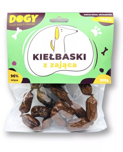 DOGY - Kiełbaski z zająca dla psa 100g DOGY - Kiełbaski z zająca dla psa 100g