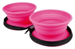 Kiwi Walker TRAVEL DOUBLE BOWL zestaw misek turystycznych różowych