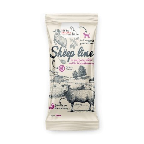 SYTA MICHA Sheep Line Kość do żucia Owca w skórze łososia z jeżyną 12cm