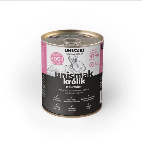 UNISZKI UNIsmak mokra karma dla psa Królik z kurczakiem i burakiem 800g