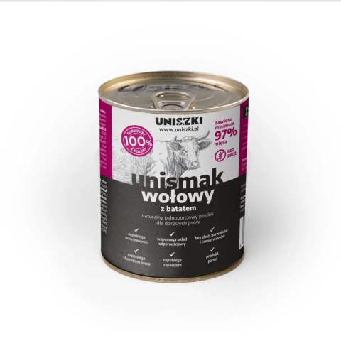 UNISZKI UNIsmak mokra karma dla psa Wołowina z kurczakiem i batatem 800g