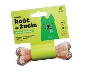 AZAN- Kość do żucia dla psa z INSEKTAMI, BABKĄ PŁESZNIK, JEŻYNĄ I NAGIETKIEM 12cm