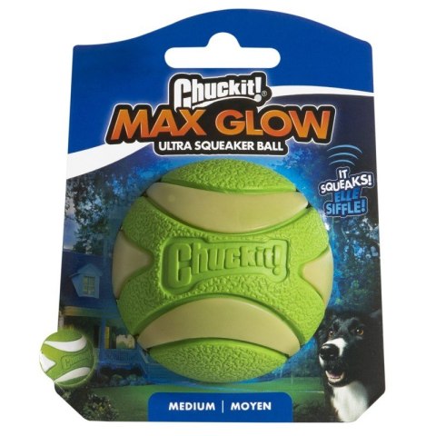 Chuckit!- MAX GLOW ULTRA SQUEAKER BALL MEDIUM - piłka dla psa