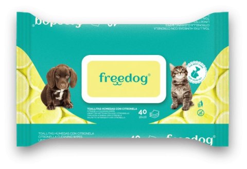 Freedog Chusteczki pielęgnacyjne dla psa i kota do sierści i łap- cytrusowe 40 sztuk