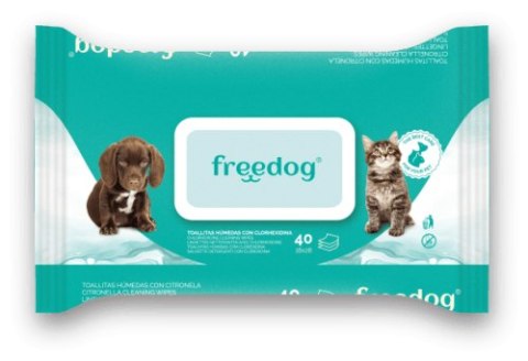 Freedog Chusteczki pielęgnacyjne dla psa i kota do sierści i łap- z chlorheksydyną 40 sztuk Freedog Chusteczki pielęgnacyjne dla psa i kota do sierści i łap- z chlorheksydyną 40 sztuk