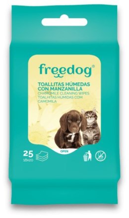 Freedog Chusteczki pielęgnacyjne dla psa i kota do sierści i łap z rumiankiem 25 sztuk
