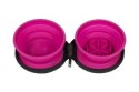 Kiwi Walker TRAVEL DOUBLE BOWL SLOWFEEDER zestaw misek turystycznych różowych