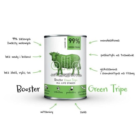 OLLO Booster Green Tripe mokra karma dla psa - zielone żwacze 400g