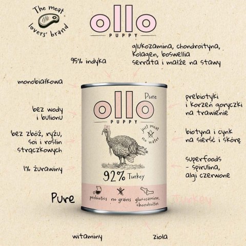 OLLO Puppy Pure Indyk- Karma mokra dla szczeniąt 400g