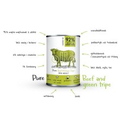 OLLO Pure Digest Beef & Green Tripe mokra karma dla psa - wołowina i żwacze 400g
