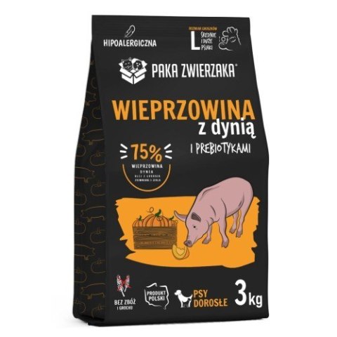 PAKA ZWIERZAKA Karma sucha dla psa Wieprzowina z dynią "L" 3kg dat. 6/25