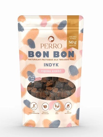 PERRO BON BON Indyk - piękna sierść Przysmaki dla psa z dodatkiem funkcyjnym 80g