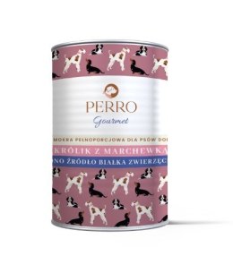 PERRO Karma mokra dla psa Królik z marchewką - monobiałkowa formuła dla psów dorosłych 400g