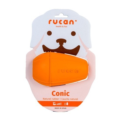 RUCAN CONIC Medium Orange - M, średnio twarda, pomarańczowa zabawka na przysmaki dla psa