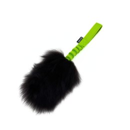BanditPaws- Mini szarpaczek z owcy, limonkowa rączka z podszyciem- czarne futerko