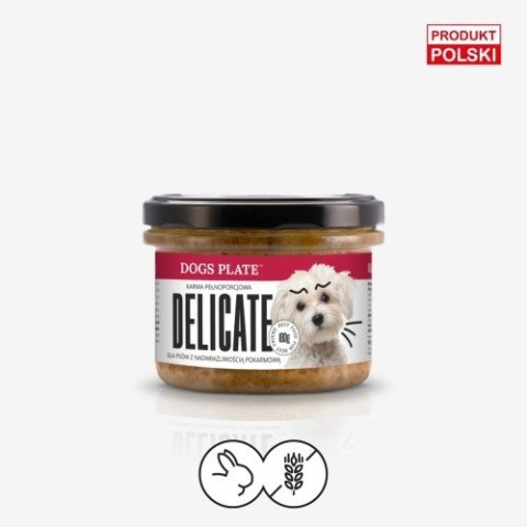 Dogs Plate Delicate- Karma mokra dla psa alergika z królika 180g Dogs Plate Delicate- Karma mokra dla psa alergika z królika 180g