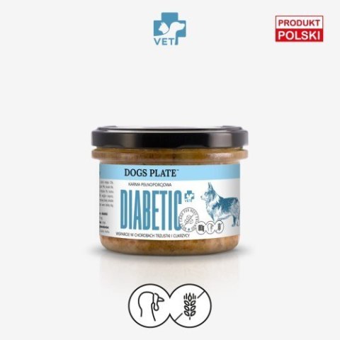 Dogs Plate Vet Diabetic z indykiem 180g -mokra specjalistyczna karma dla psów z chorobami trzustki i cukrzycą