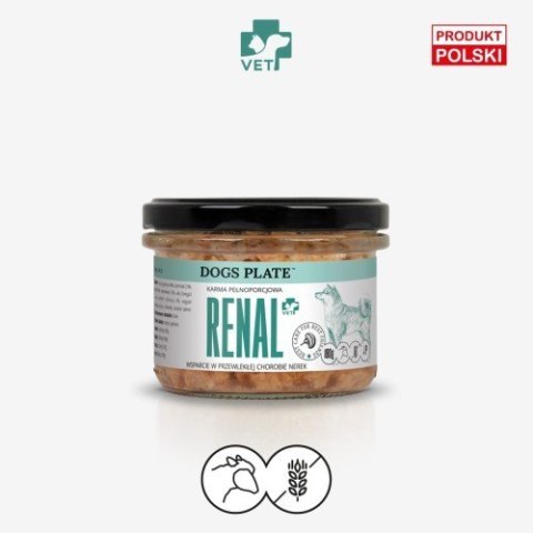 Dogs Plate Vet Renal z jagnięciną 180g - mokra karma specjalistyczna dla psów z przewlekłą chorobą nerek