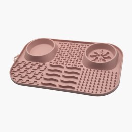 FIBOO Fibooffet- Mata z miseczkami 3w1 dla psa różowa 41x26,5 cm