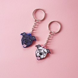 LENEE- Brelok z rasą psa Amstaff biały
