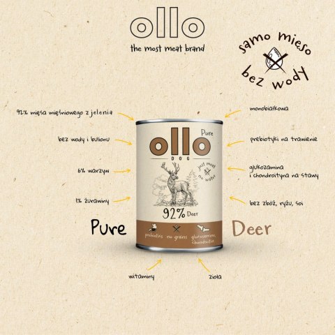 OLLO Pure Jeleń- mokra karma dla psa 400g