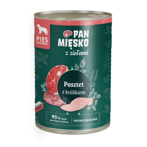 PAN MIĘSKO Karma mokra dla psa, Pasztet z królikiem, wołowiną, wieprzowiną i ziołami 400 g PAN MIĘSKO Karma mokra dla psa, Pasztet z królikiem, wołowiną, wieprzowiną i ziołami 400 g