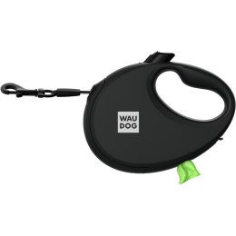 WAUDOG Smycz automatyczna dla psa R-leash z pojemnikiem na worek, taśma odblaskowa, czarna L 40kg/5m