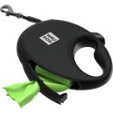 WAUDOG Smycz automatyczna dla psa R-leash z pojemnikiem na worek, taśma odblaskowa, czarna L 40kg/5m