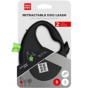 WAUDOG Smycz automatyczna dla psa R-leash z pojemnikiem na worek, taśma odblaskowa, czarna M 20kg/5m