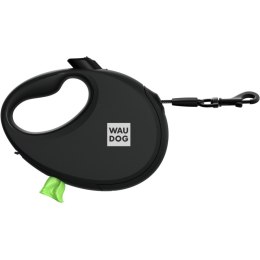 WAUDOG Smycz automatyczna dla psa R-leash z pojemnikiem na worek, taśma odblaskowa, czarna S 12kg/3m